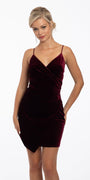Drape Neck Velvet Wrap Sheath Dress Image 1