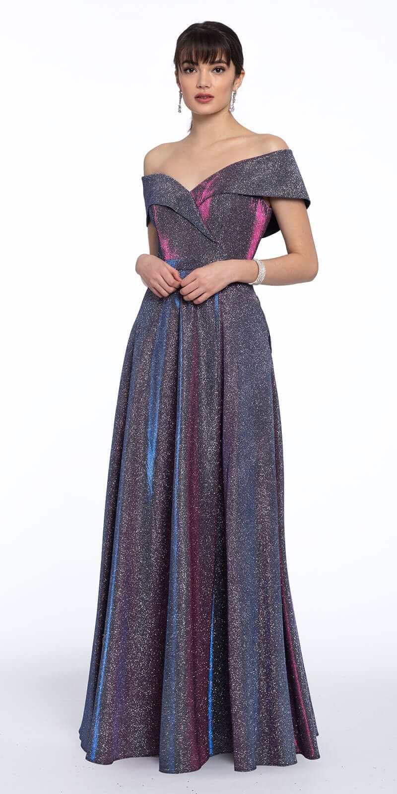 Xscape Womens Plus Drapey Maxi Evening Dress Purple 18W