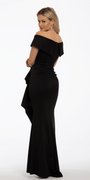 Off the Shoulder Scuba Dress with Side Ruffle Image 3