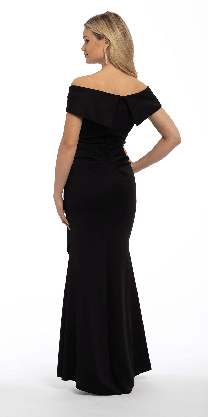 Xscape Women's Long Off The Shoulder Scuba Ruffle Dress, Black, 14 Xscape Women's Long Off The Shoulder Scuba Ruffle Dress, Black, 14