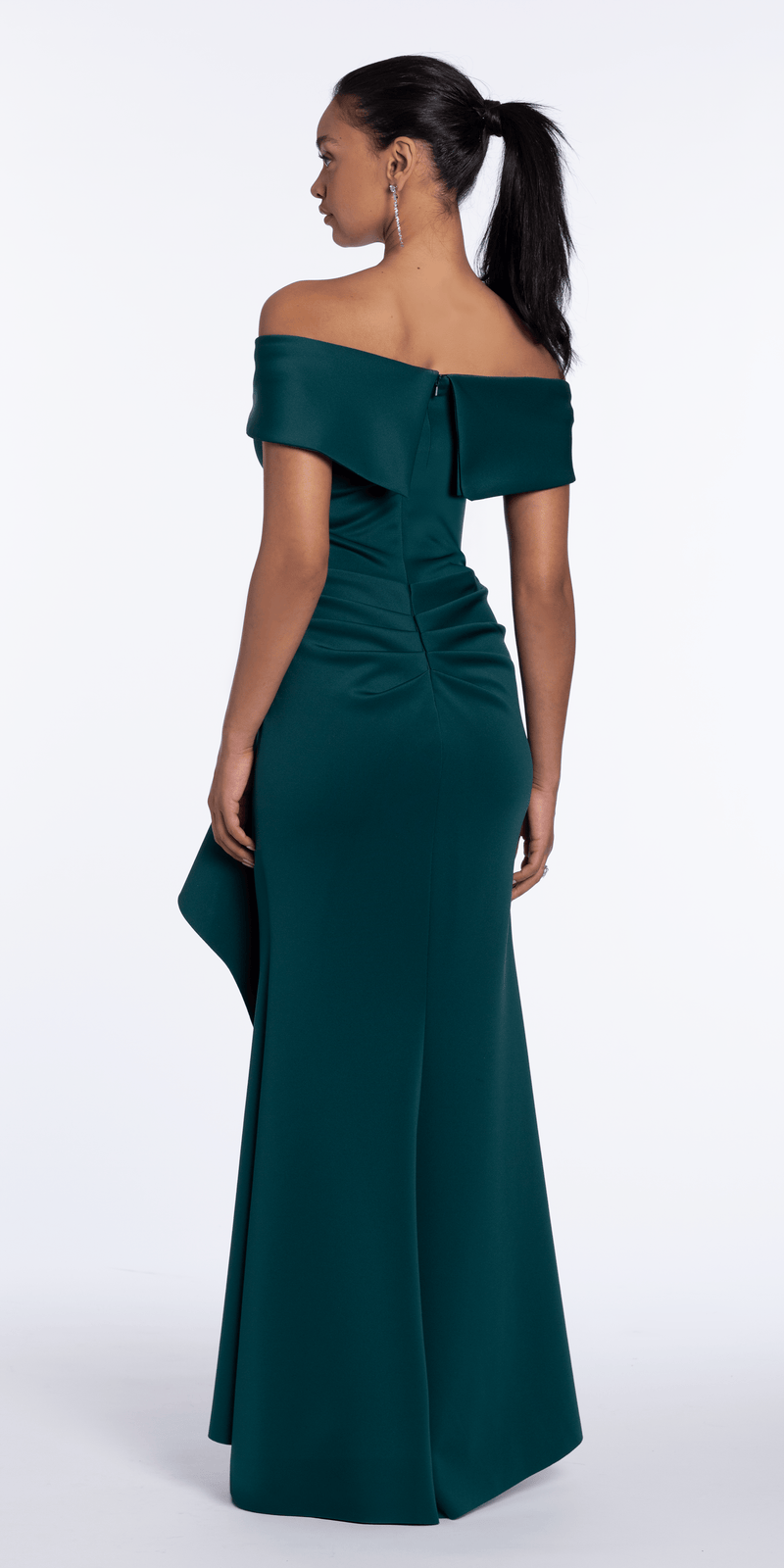 Off the Shoulder Scuba Dress with Side Ruffle Camille La Vie Off the Shoulder Scuba Dress with Side Ruffle Camille La Vie