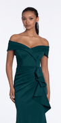 Off the Shoulder Scuba Dress with Side Ruffle Image 3