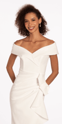 Off the Shoulder Scuba Dress with Side Ruffle Image 7