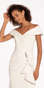 Off the Shoulder Scuba Dress with Side Ruffle Image 6