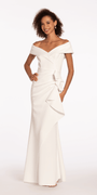 Off the Shoulder Scuba Dress with Side Ruffle Image 5