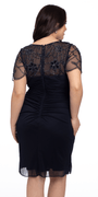 Scoop Neck Beaded Mesh Short Sleeve Dress with Ruching Image 2