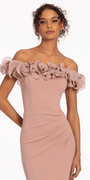 Ruffle Off the Shoulder Overlay Column Dress Image 2
