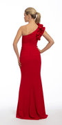 Ruffle One Shoulder Scuba Dress with Ruching and Floral Detail Image 3