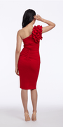 Ruffle One Shoulder Scuba Dress with Ruching Image 2