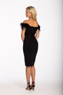 Scuba Off the Shoulder Ruched Dress with Feather Detail Image 2