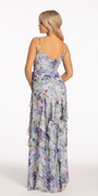 Print Chiffon Column Dress with Cascade Hem and Side Slit Image 3