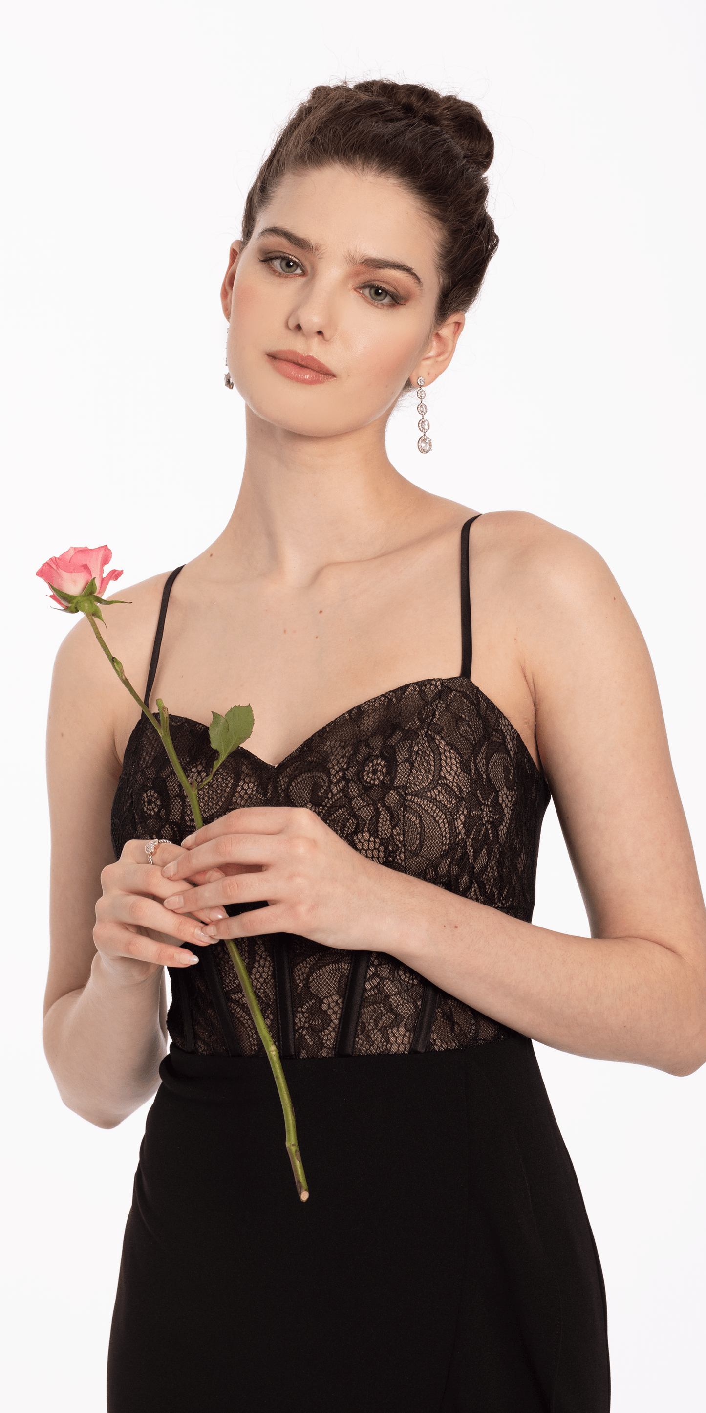 Camille La Vie Sweetheart Corset Asymmetrical Ruffle Hem Dress