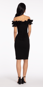 Ruffle Off the Shoulder Crepe Midi Dress with Ruching Image 2