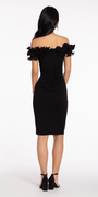 Ruffle Off the Shoulder Crepe Midi Dress with Ruching Image 5