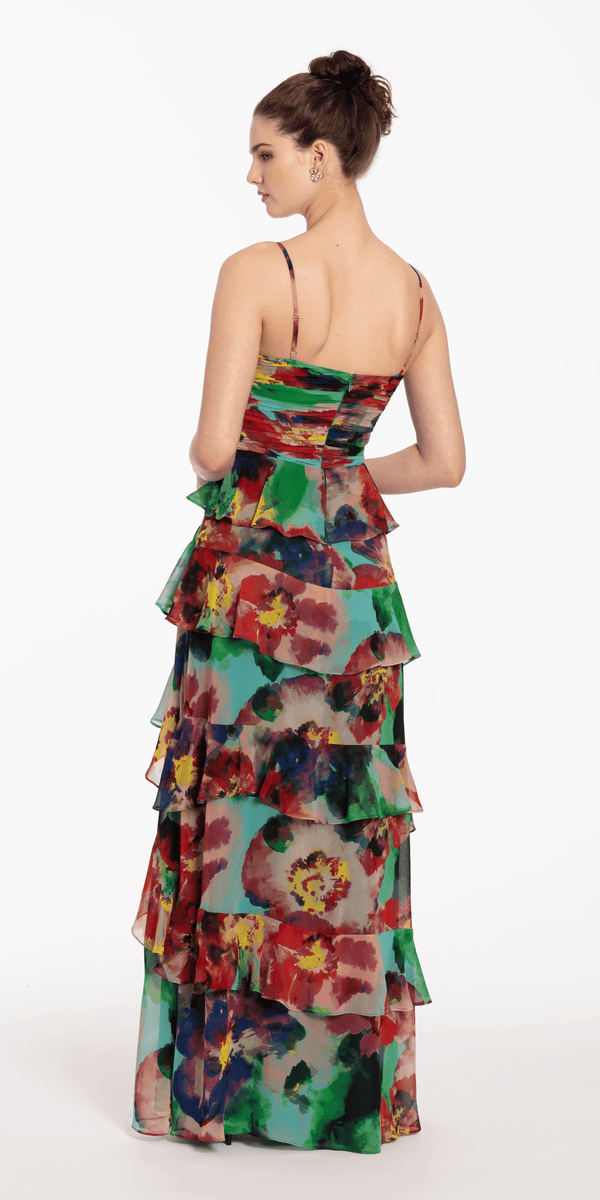 Sweetheart Floral Print  Dress with Tiered Ruffles Image 5