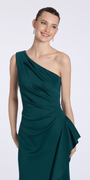 Camille La Vie One Shoulder Scuba Trumpet Dress with Side Cascade