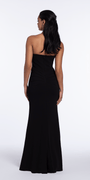 black/size/4/missy/Camille La Vie/Strapless Ruffle Crepe Column Dress with Side Ruffle/back