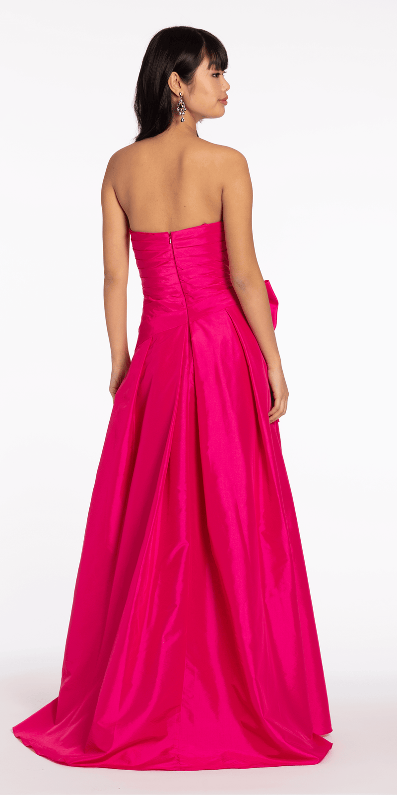 Strapless Pleated Taffeta Ballgown with Side Bow Image 5