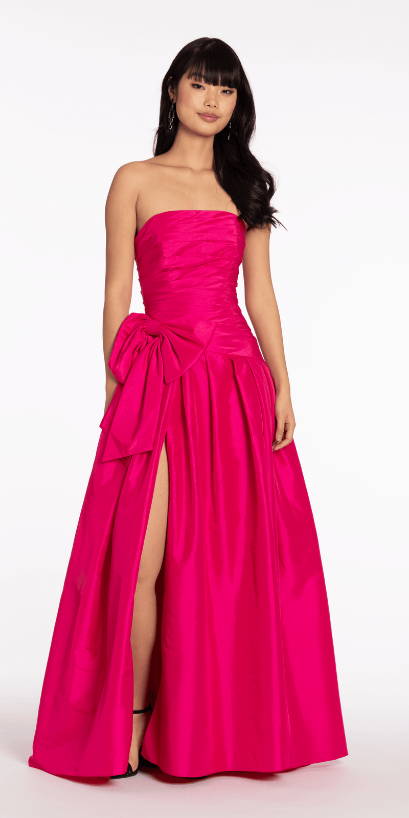 Strapless Pleated Taffeta Ballgown with Side Bow Image 1
