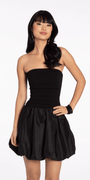 Strapless Scuba Fit and Flare Dress with Taffeta Bubble Hem Image 4