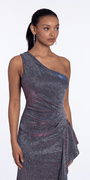black-silver/size/4/missy/Camille La Vie/Two Tone Metallic One Shoulder Column Dress with Side Cascade//close alt