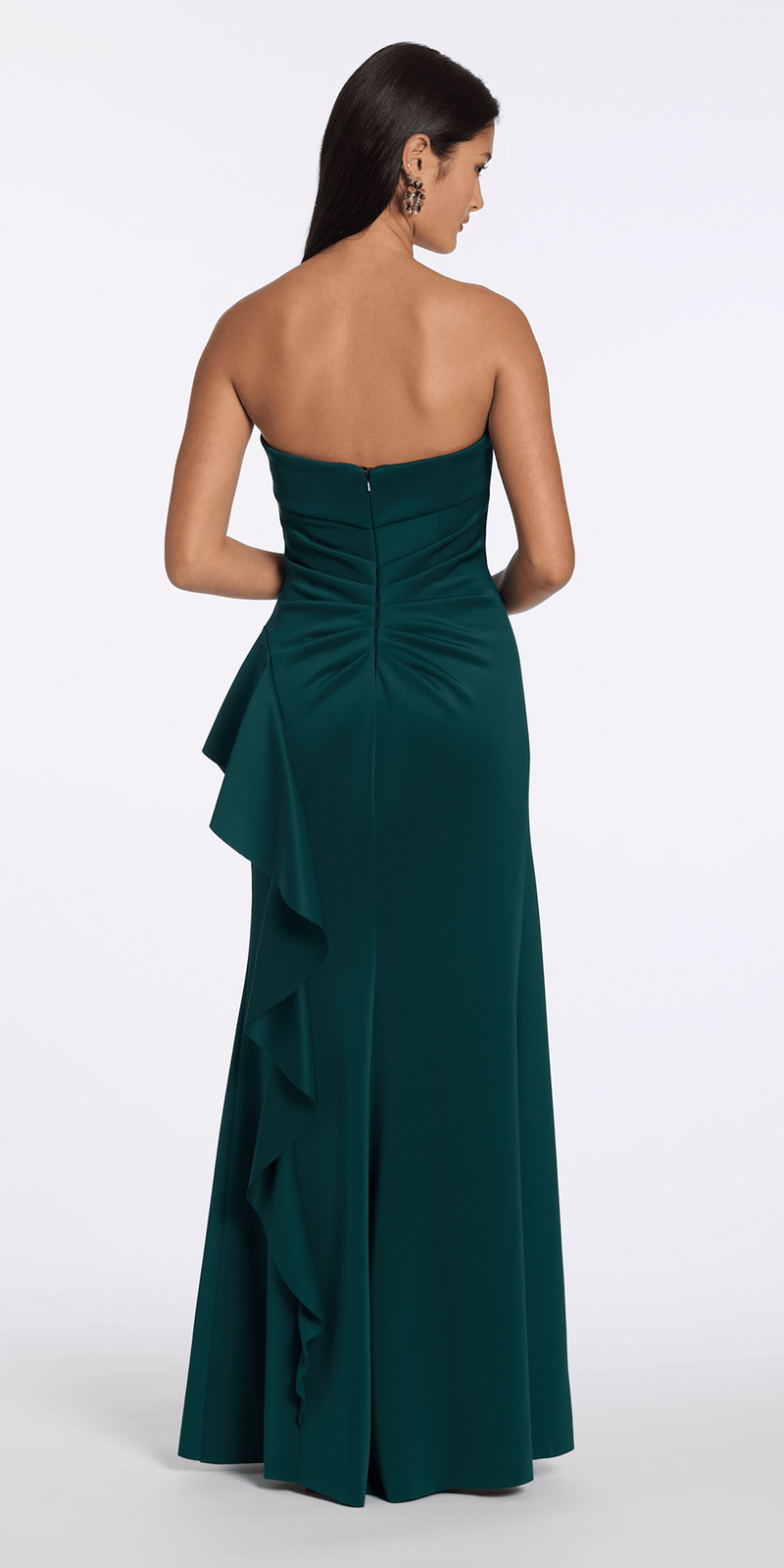 hunter-green/size/4/missy/Camille La Vie/ Strapless Scuba Column Dress with Side Slit/back