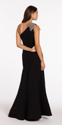 Jersey One Shoulder Mermaid Dress with Beaded Floral Applique Image 5