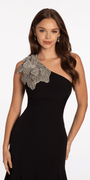 Jersey One Shoulder Mermaid Dress with Beaded Floral Applique Image 2