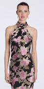 black-multi/size/6/Camille La Vie/Floral Burnout Chiffon Halter Column Dress/closeup alt
