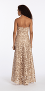 Camille La Vie Strapless Open Lace A Line Dress with Train
