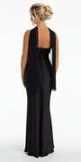 black/size/4/missy/ Camille La Vie/Strapless Satin Cuff Column Dress with Chiffon Shawl/back