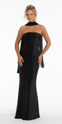 black/size/4/missy/ Camille La Vie/Strapless Satin Cuff Column Dress with Chiffon Shawl/front