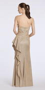 gold/size/6/missy/Camille La Vie/ Strapless Cuff Glitter Knit Column Dress with Side Cascade/back