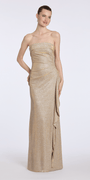 Camille La Vie Strapless Cuff Glitter Knit Column Dress with Side Cascade missy / 4 / gold
