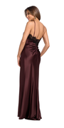 chocolate/size/4/missy/Camille La Vie/Satin Halter Column Dress with Lace Detail/back