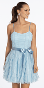 light-blue/size/4/missy/Camille La Vie/ Glitter Mesh Corset Fit and Flare Dress with Satin Tie /front alt