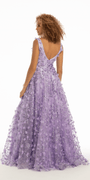 3D Glitter Plunging Tulle Ballgown Image 3
