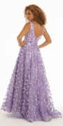 3D Glitter Plunging Tulle Ballgown Image 5