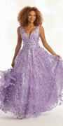 3D Glitter Plunging Tulle Ballgown Image 1