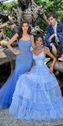 Abstract Beaded Halter Mermaid Dress with Mesh Godets Image 3