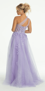 Glitter Mesh One Shoulder Corset Ballgown with Side Slit Image 5