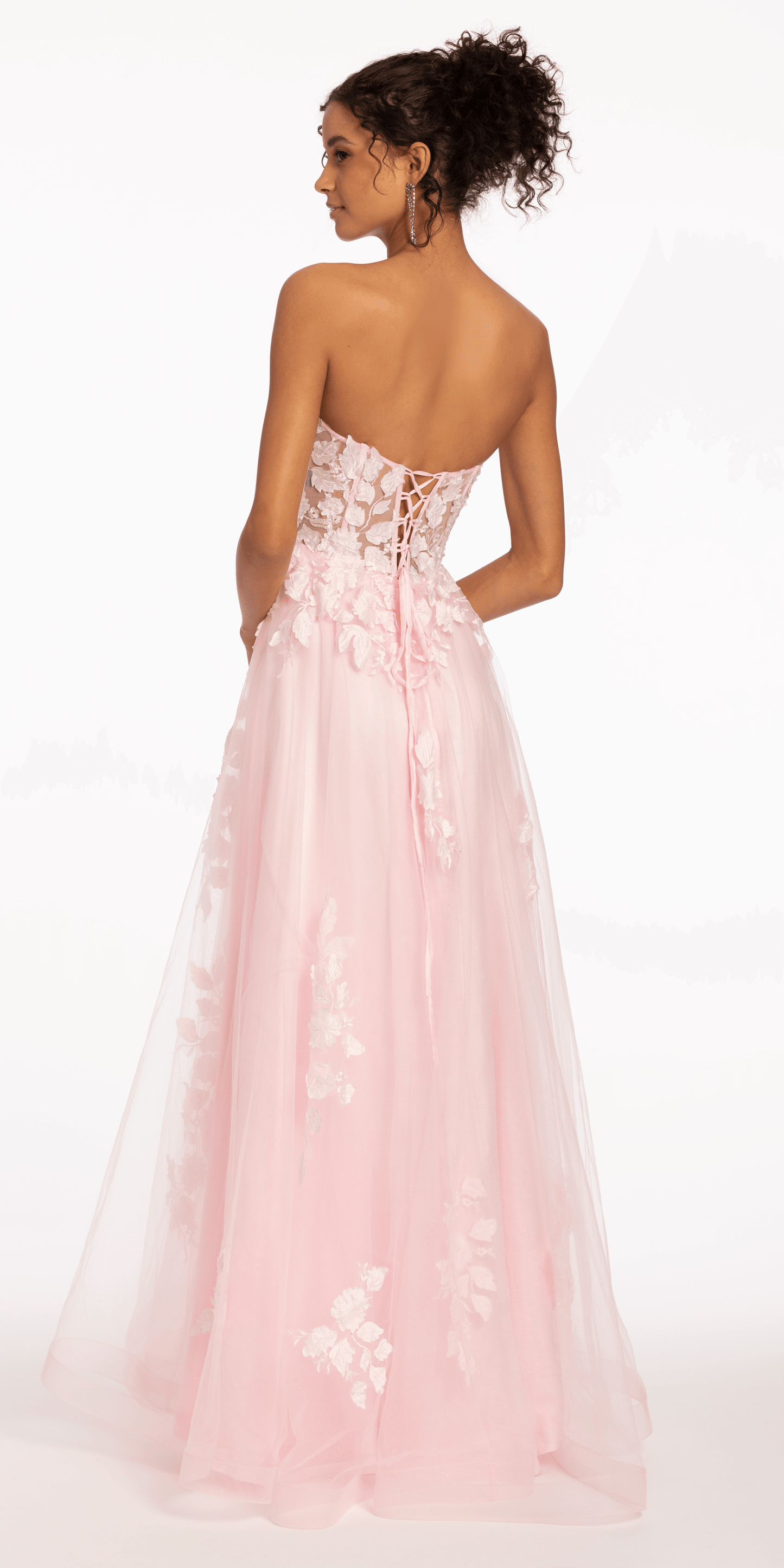 Camille La Vie/ Floral Mesh Applique Corset A-Line Dress /missy /2 / blush /back alt
