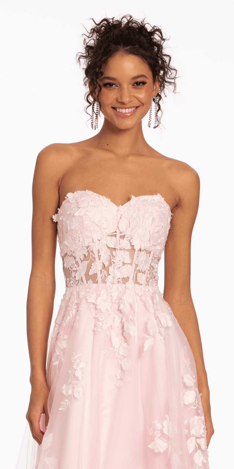 Floral Mesh Applique Corset A Line Dress Floral Mesh Applique Corset A Line Dress