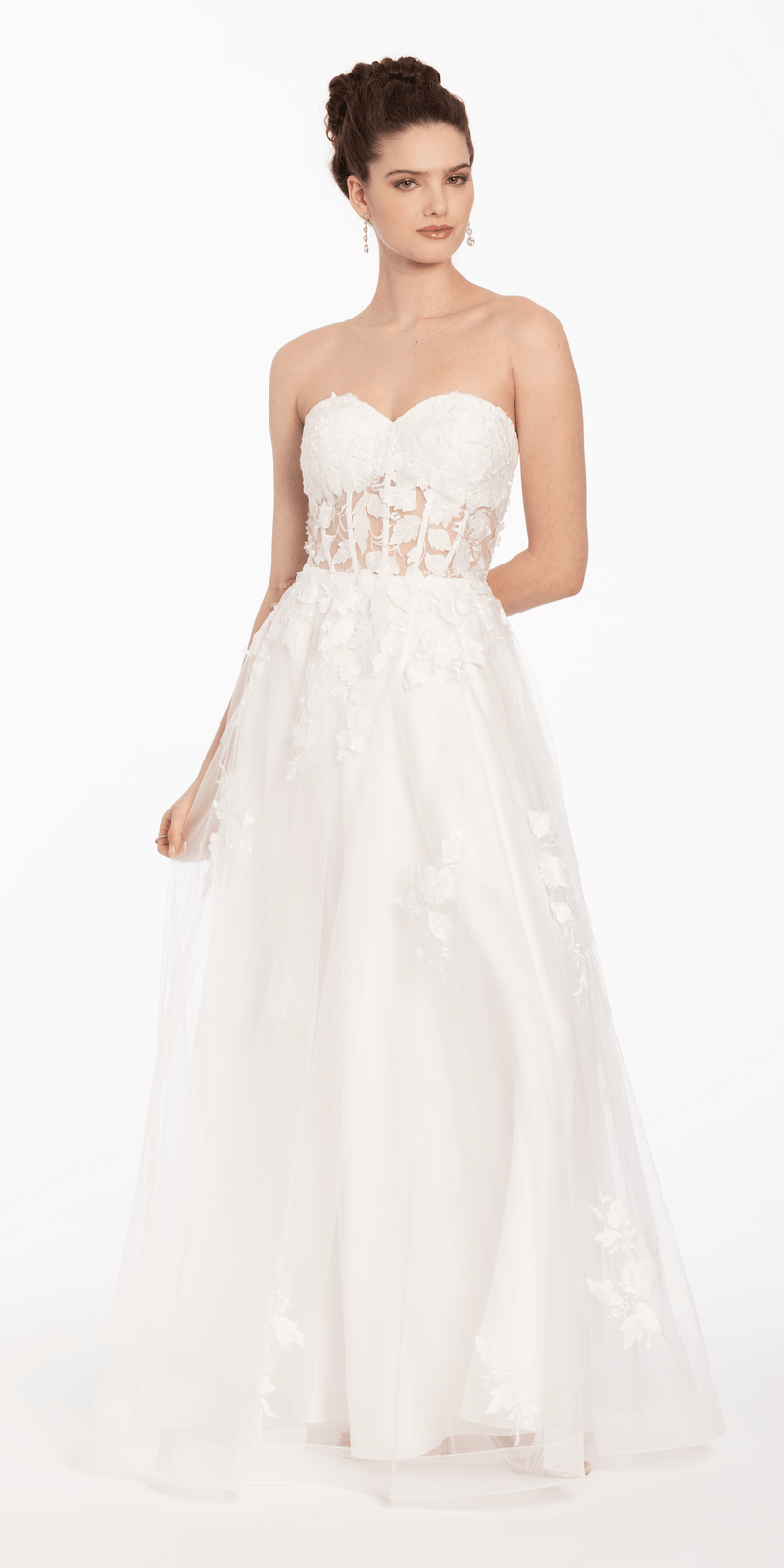Floral Mesh Applique Corset A Line Dress Camille La Vie Floral Mesh Applique Corset A Line Dress Camille La Vie