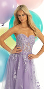 Floral Mesh Applique Corset A Line Dress Image 15