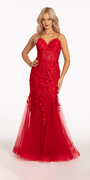 Beaded Embroidered Mesh Lace Trumpet Dress with Godets Image 1
