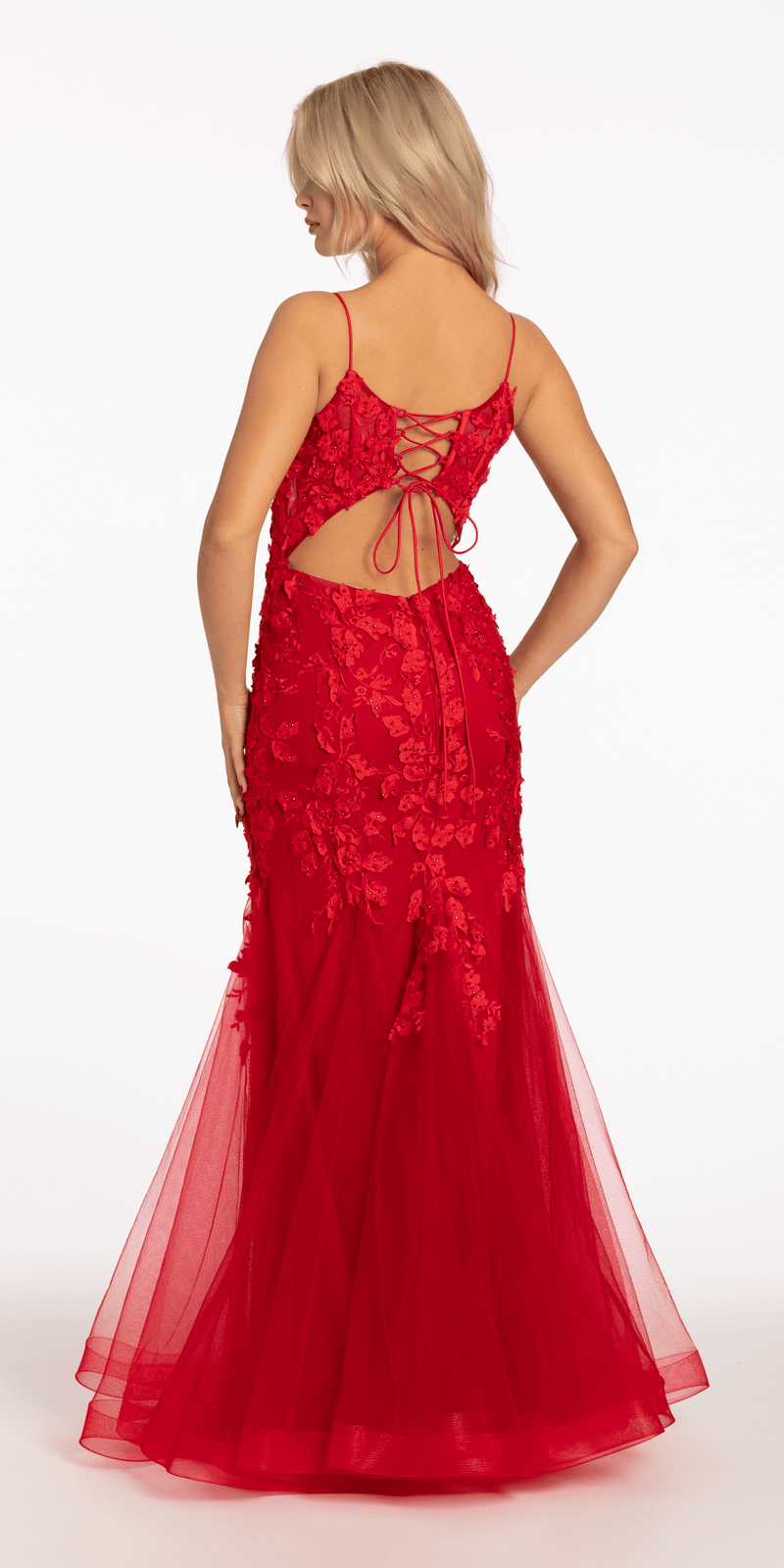 Beaded Embroidered Mesh Lace Trumpet Dress with Godets Image 4