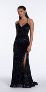 Sequin Lace Up Dress with Side Slit Image 5