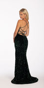Sequin Lace Up Dress with Side Slit Image 2