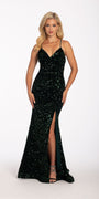 Sequin Lace Up Dress with Side Slit Image 1